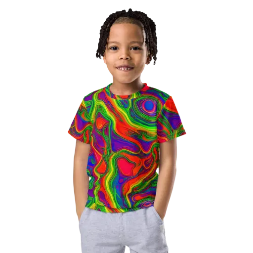 Psychedelic Waves on a Kids Crew Neck T-Shirt