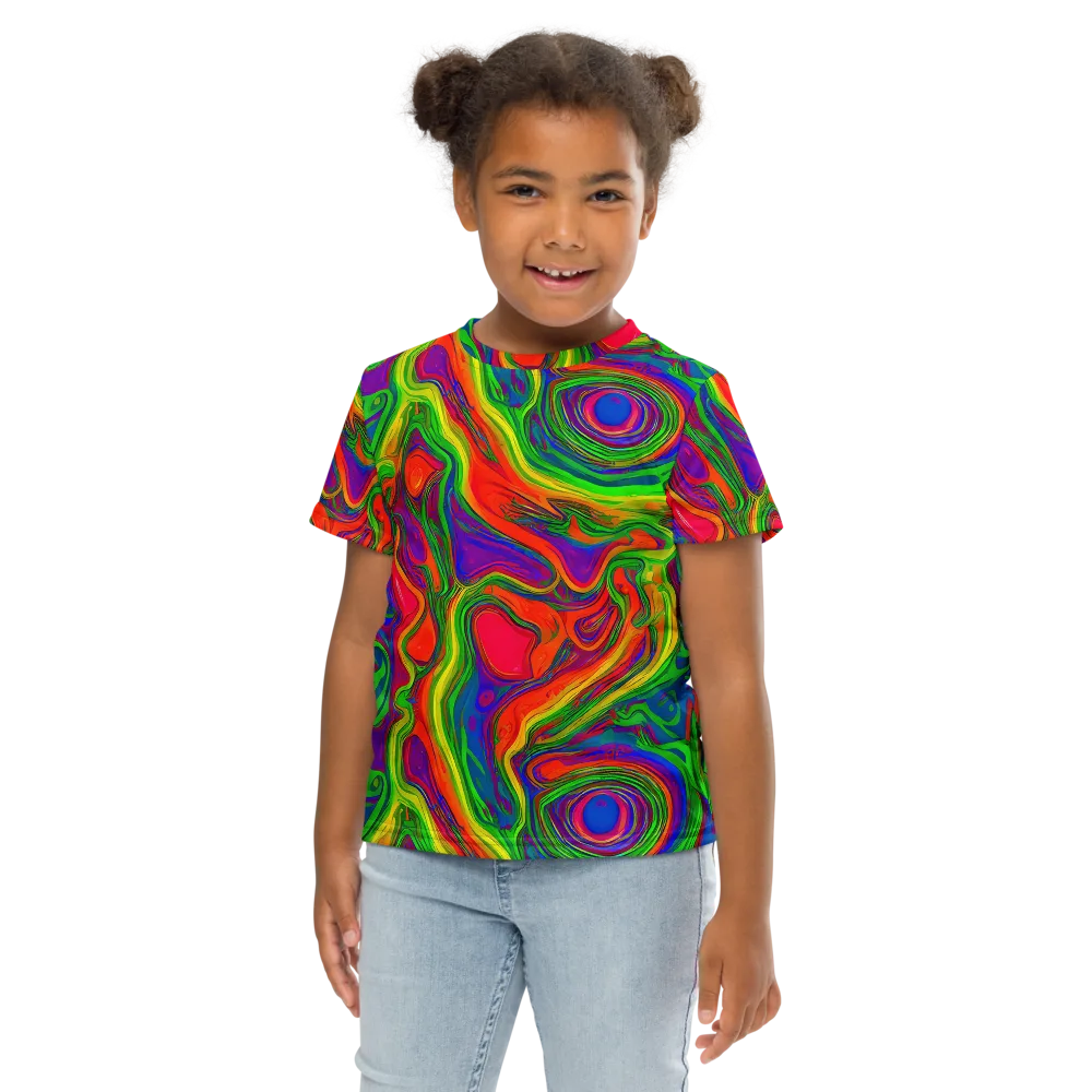 Psychedelic Waves on Kids Crew Neck T-Shirt — Front