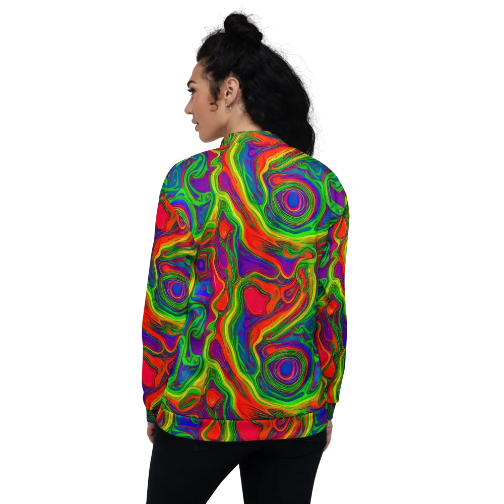 Psychedelic Waves on Bomber Jacket — Back