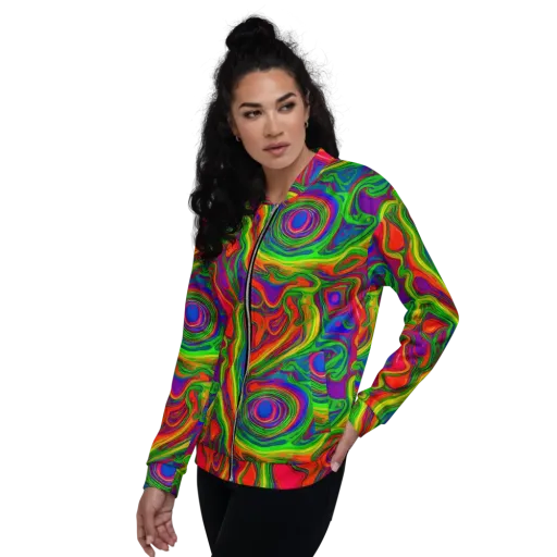 Psychedelic Waves on a Bomber Jacket