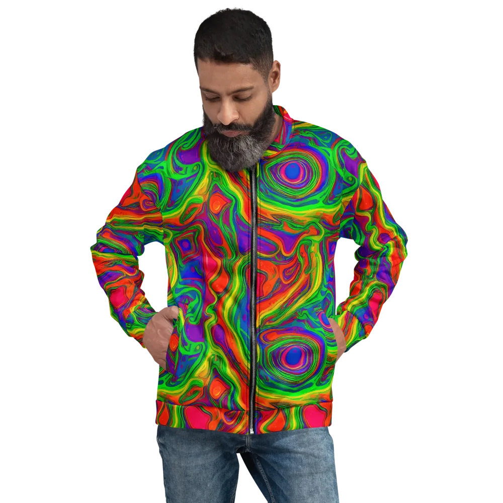 Psychedelic Waves on Bomber Jacket — Front