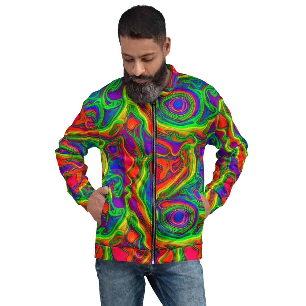 Psychedelic Waves on Bomber Jacket — Front