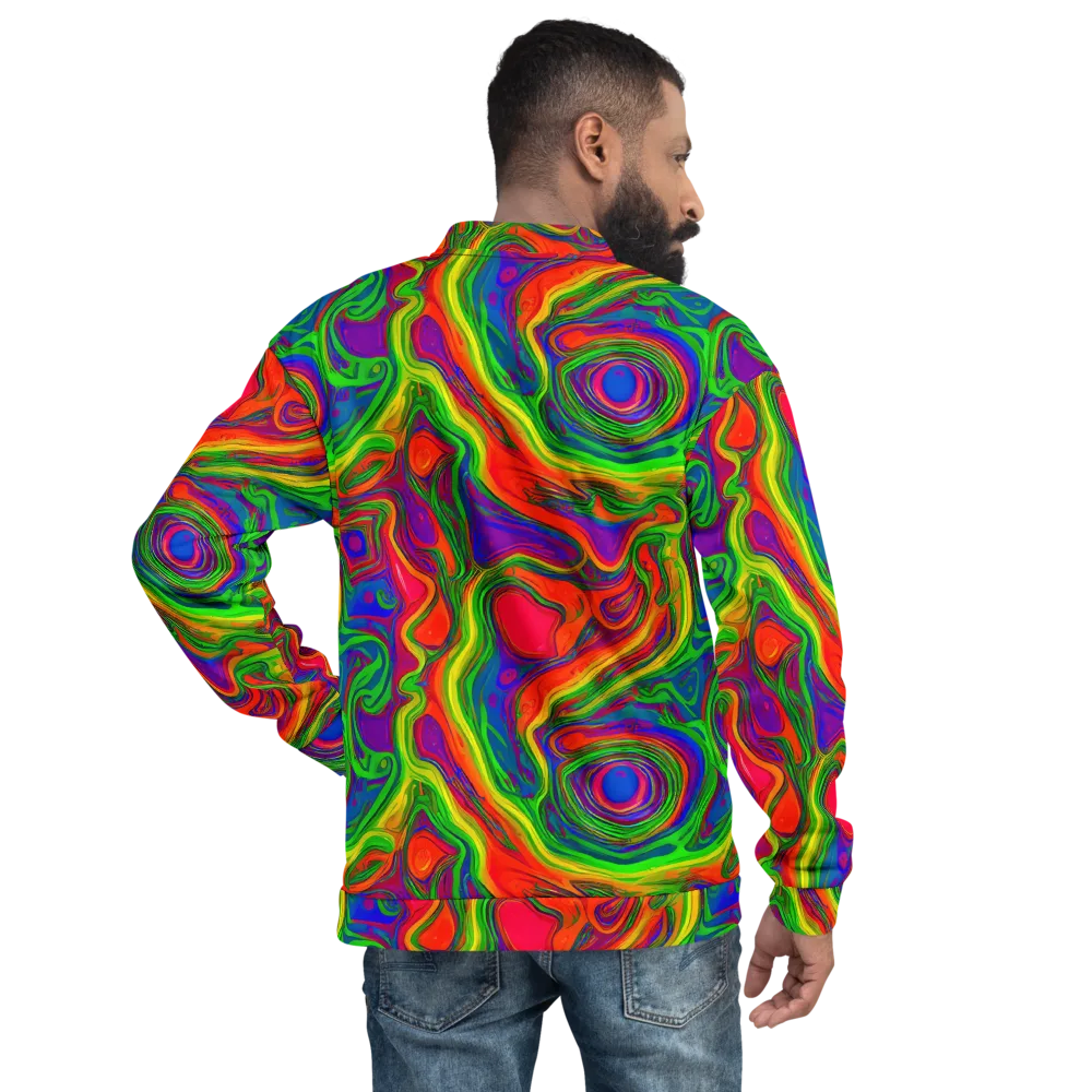 Psychedelic Waves on Bomber Jacket — Back