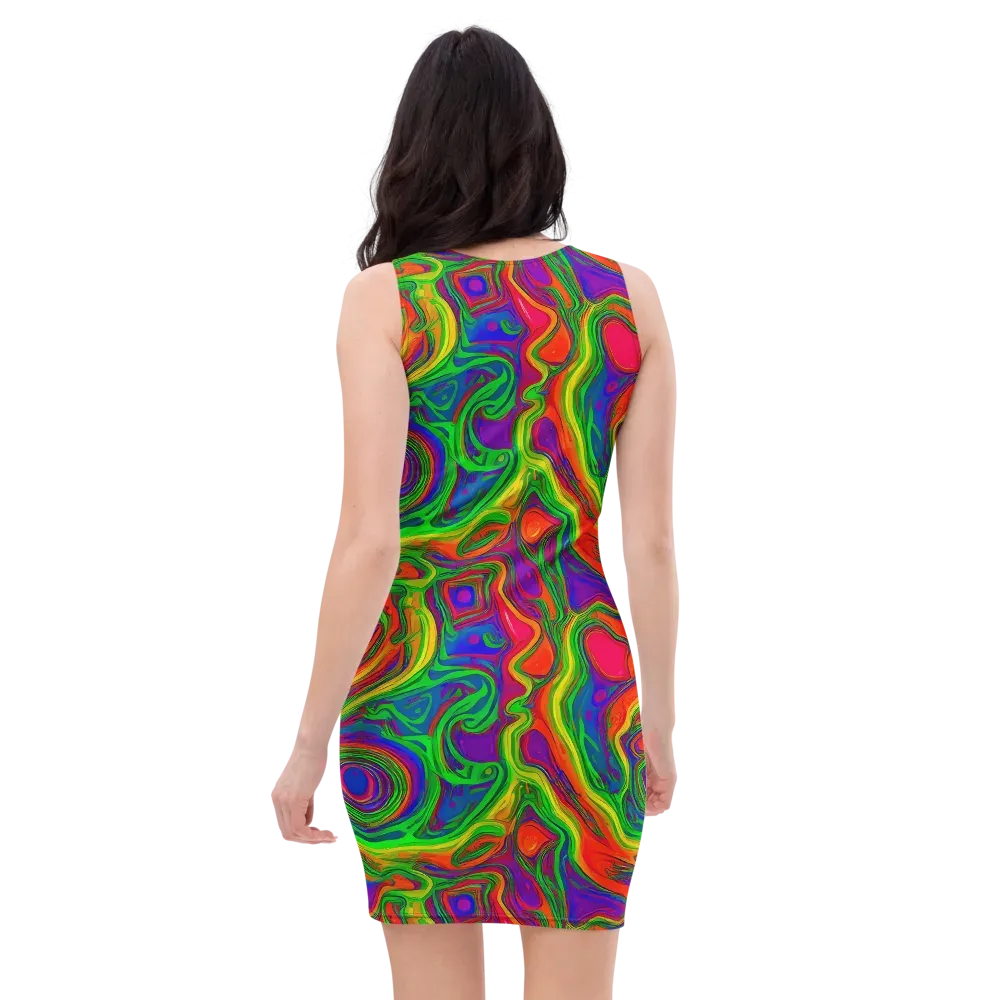 Psychedelic Waves on Bodycon Dress — Back