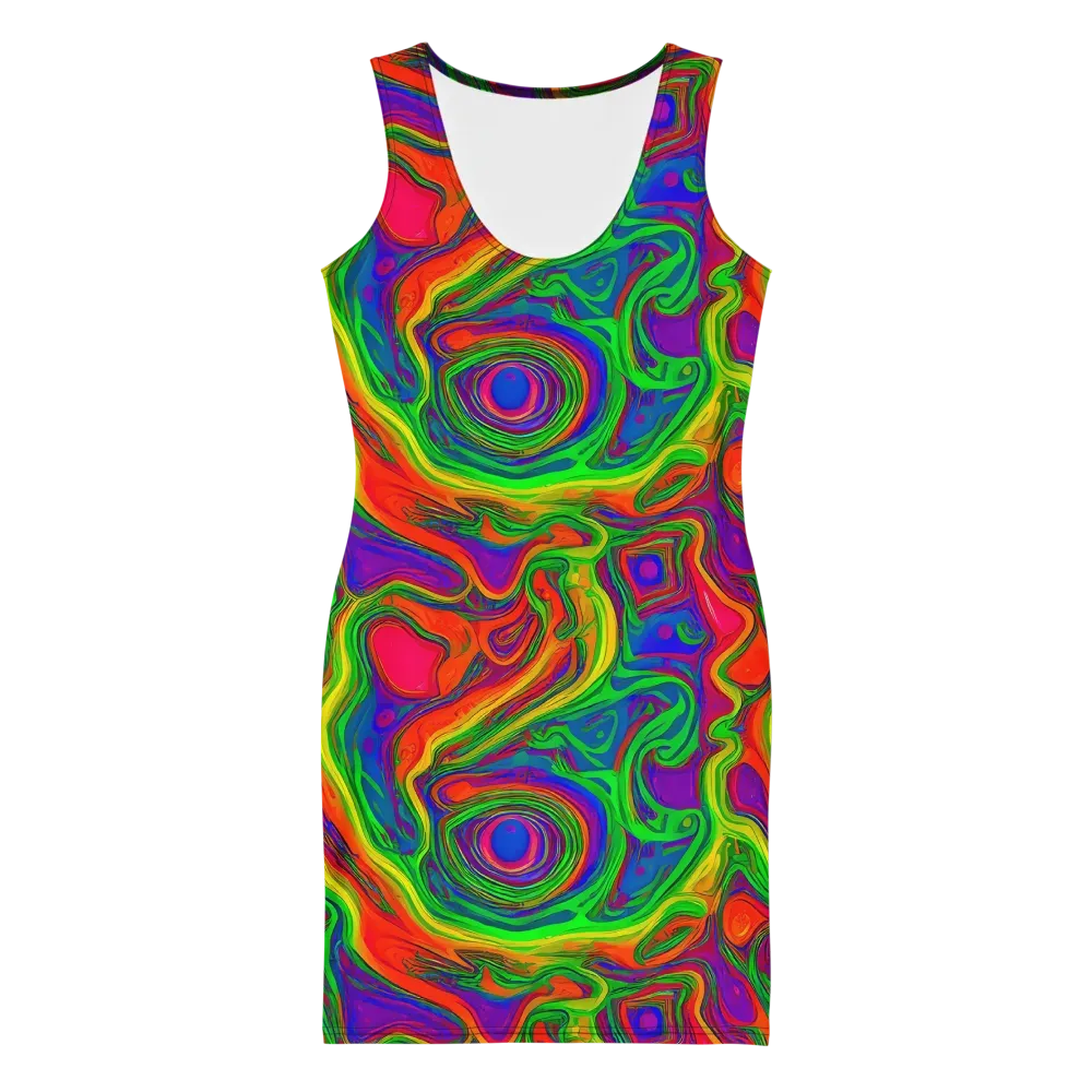 Psychedelic Waves on Bodycon Dress — Front