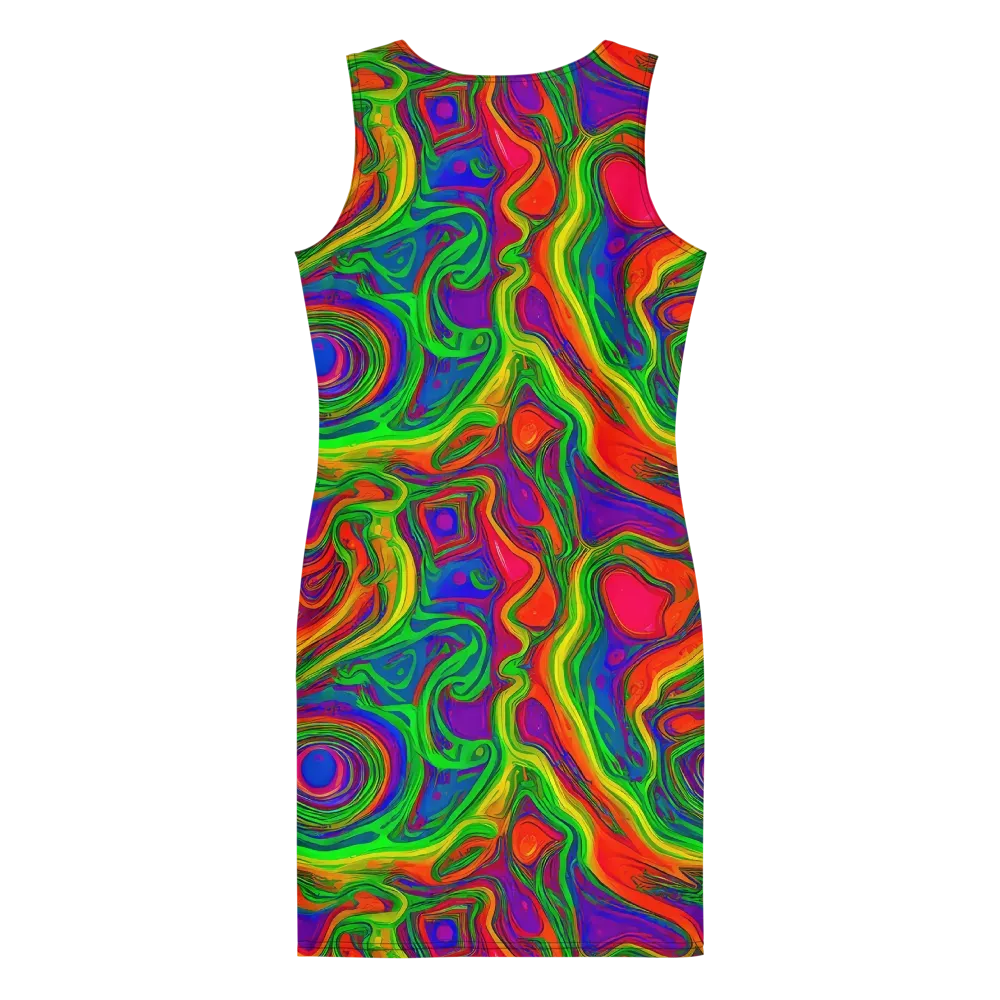 Psychedelic Waves on Bodycon Dress — Back