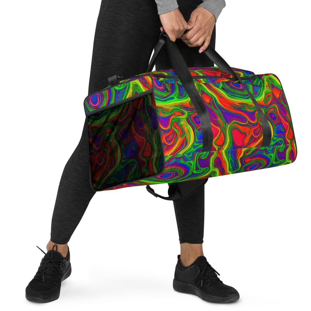 Psychedelic Waves on Duffle Bag — Right Front