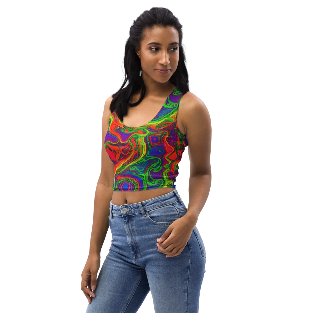 Psychedelic Waves on Crop Top — Left Front