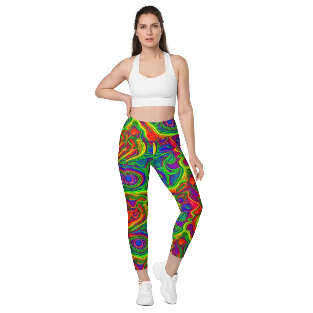 Psychedelic Waves on Leggings with Pockets — Front