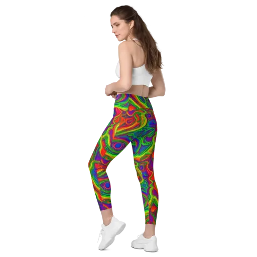 Psychedelic Waves on a Leggings with Pockets