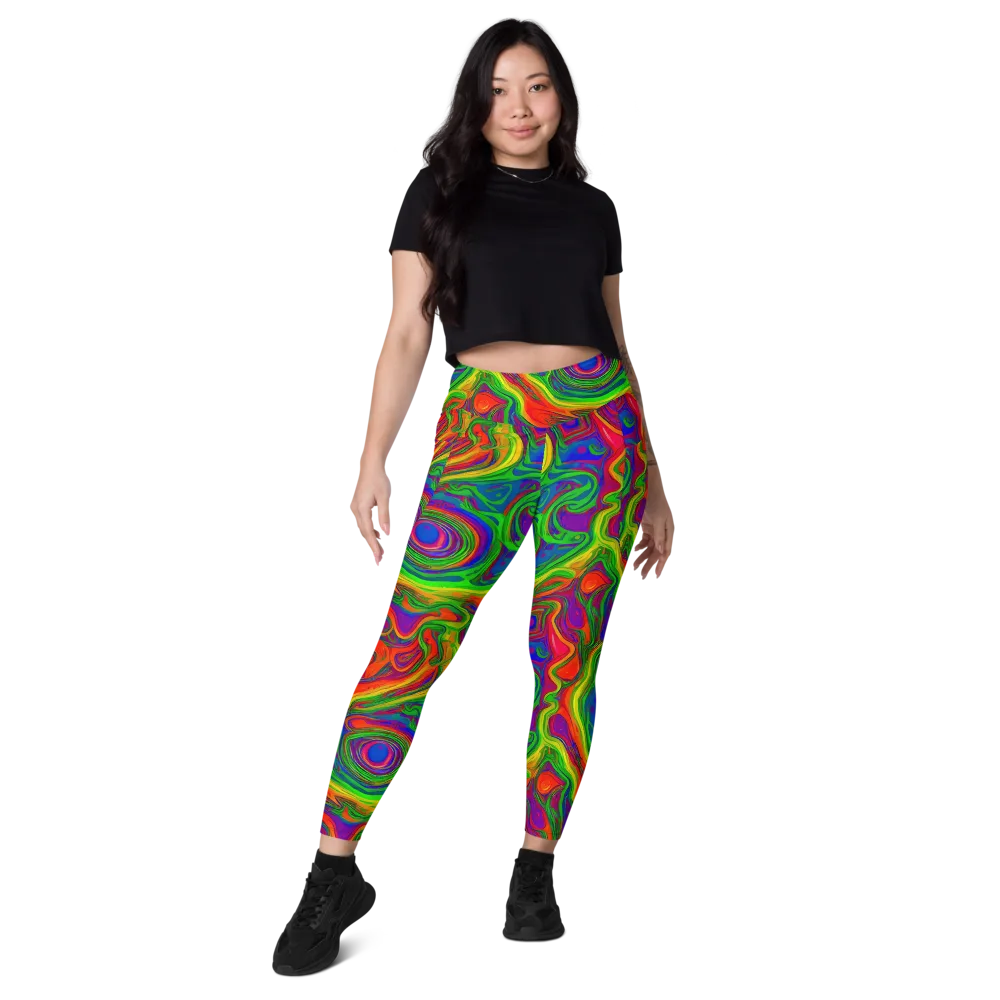 Psychedelic Waves on Leggings with Pockets — Front