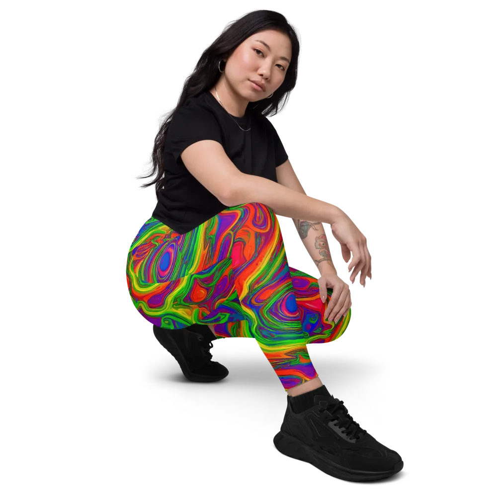 Psychedelic Waves on Leggings with Pockets — Right Front