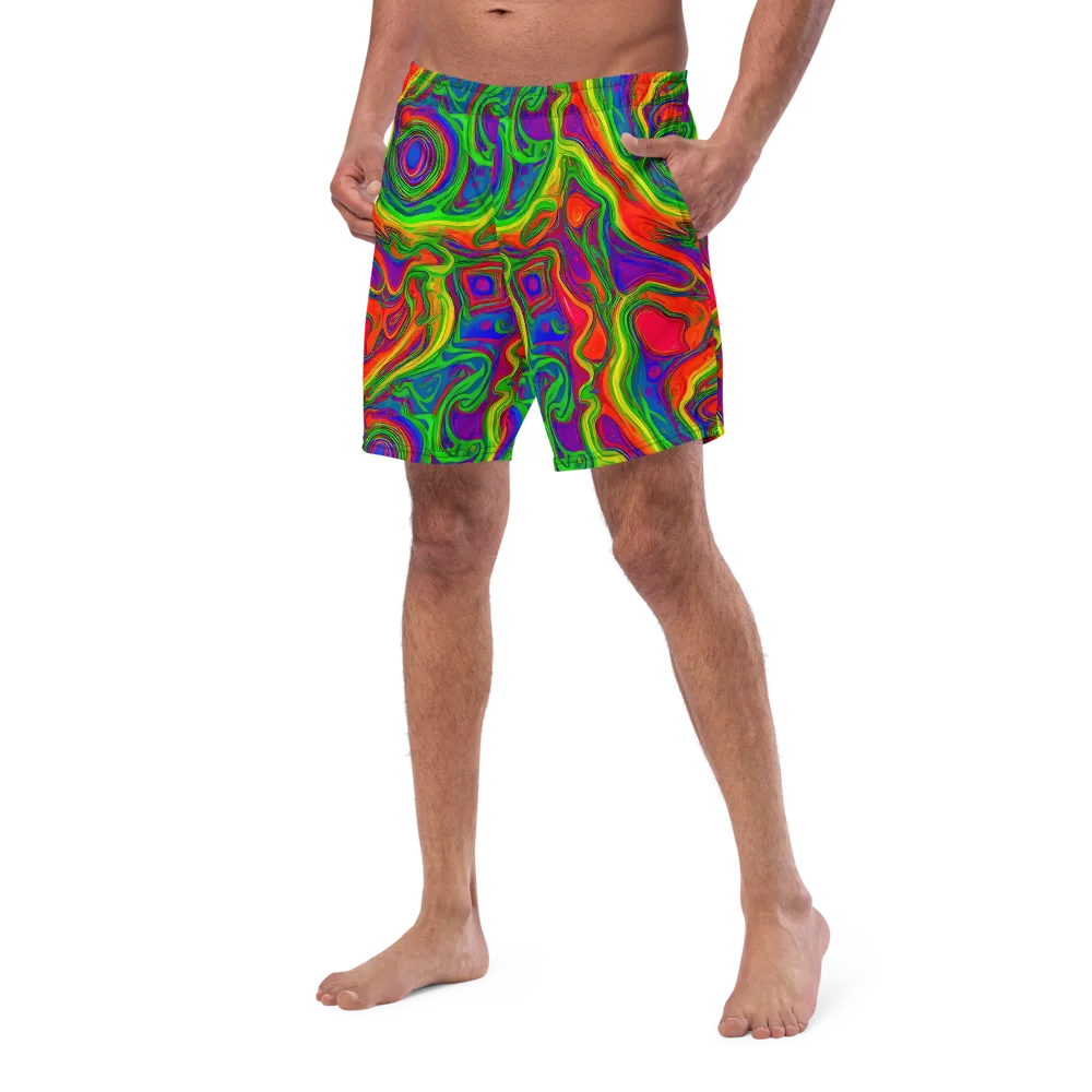 Psychedelic Waves on Swim Trunks — Left Front