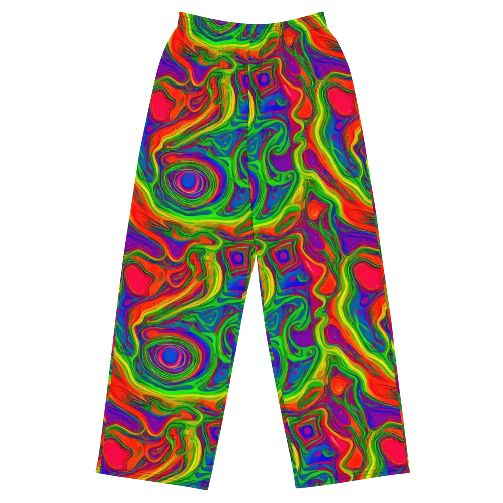 Psychedelic Waves on Wide-Leg Pants — Front