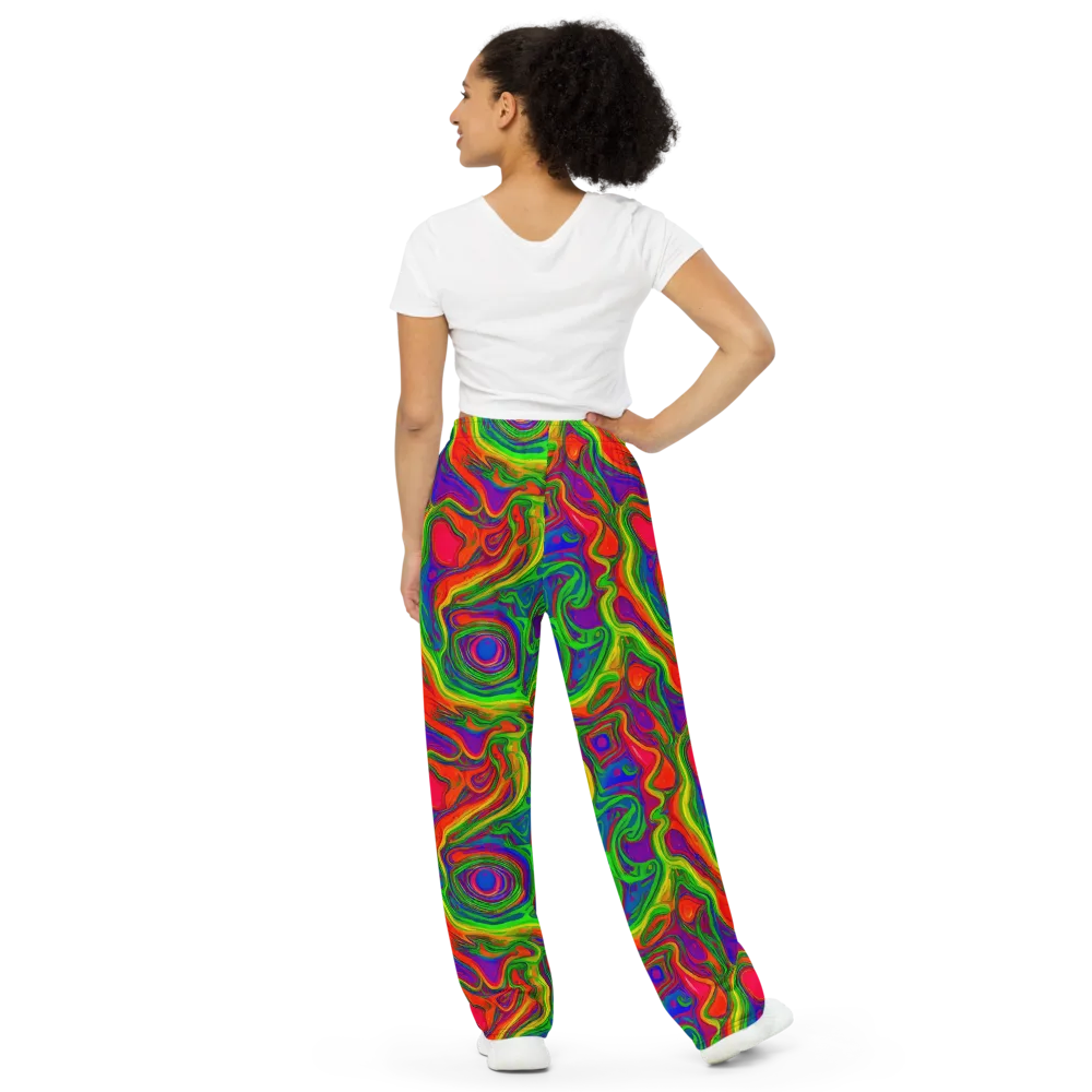 Psychedelic Waves on Wide-Leg Pants — Back