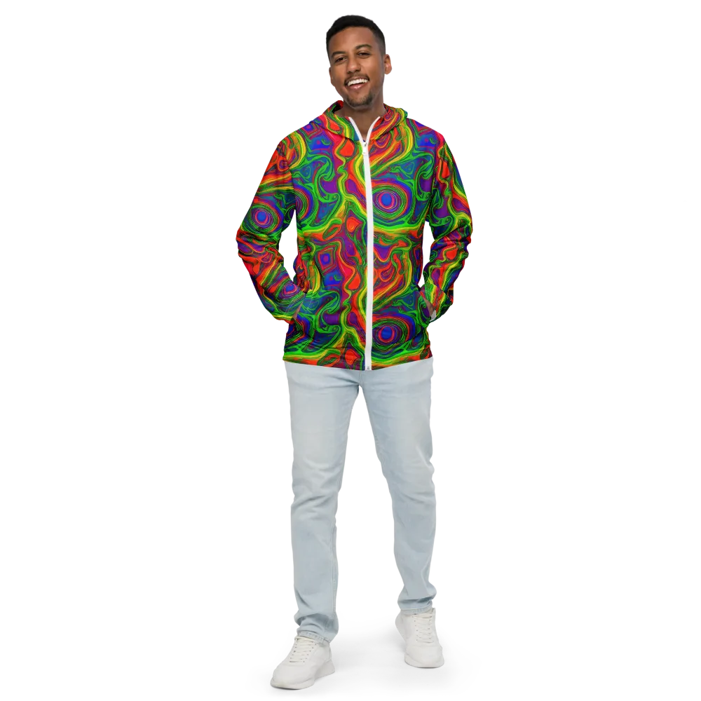 Psychedelic Waves on Men's Windbreaker — Front