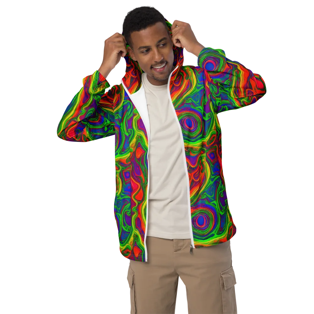 Psychedelic Waves on Men's Windbreaker — Front