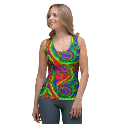 Psychedelic Waves on a Women's Tank Top