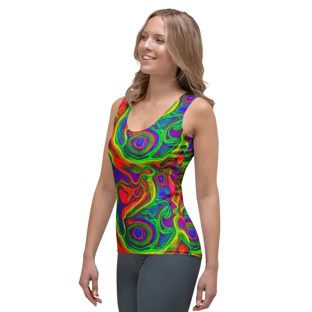 Psychedelic Waves on Women's Tank Top — Left Front