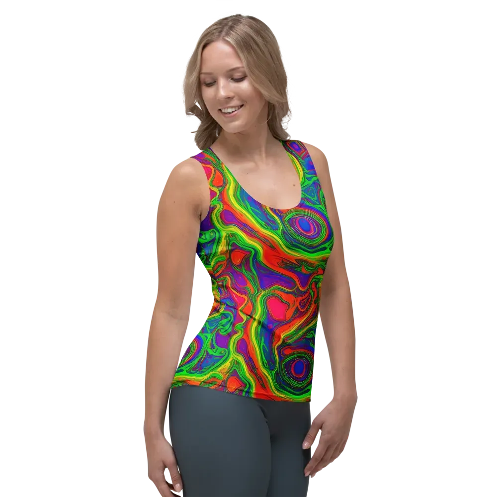 Psychedelic Waves on Women's Tank Top — Right Front