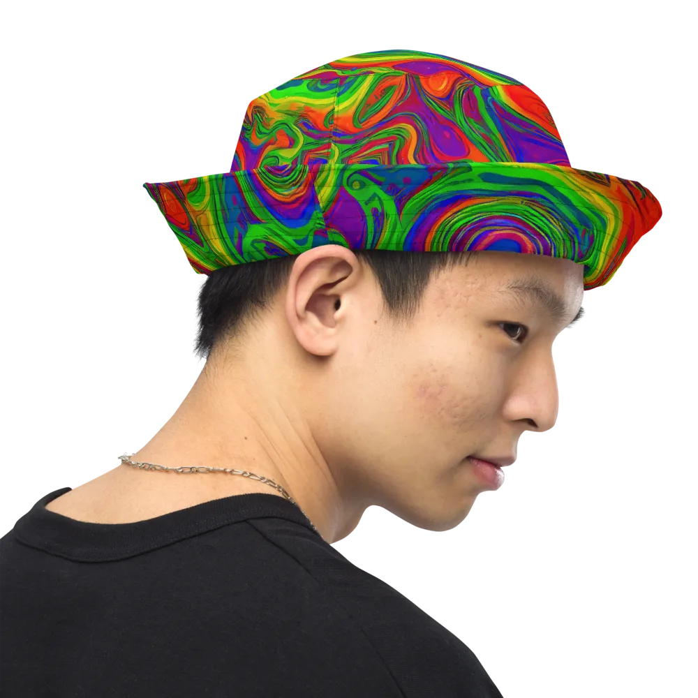 Psychedelic Waves on Reversible Bucket Hat — Right Outside