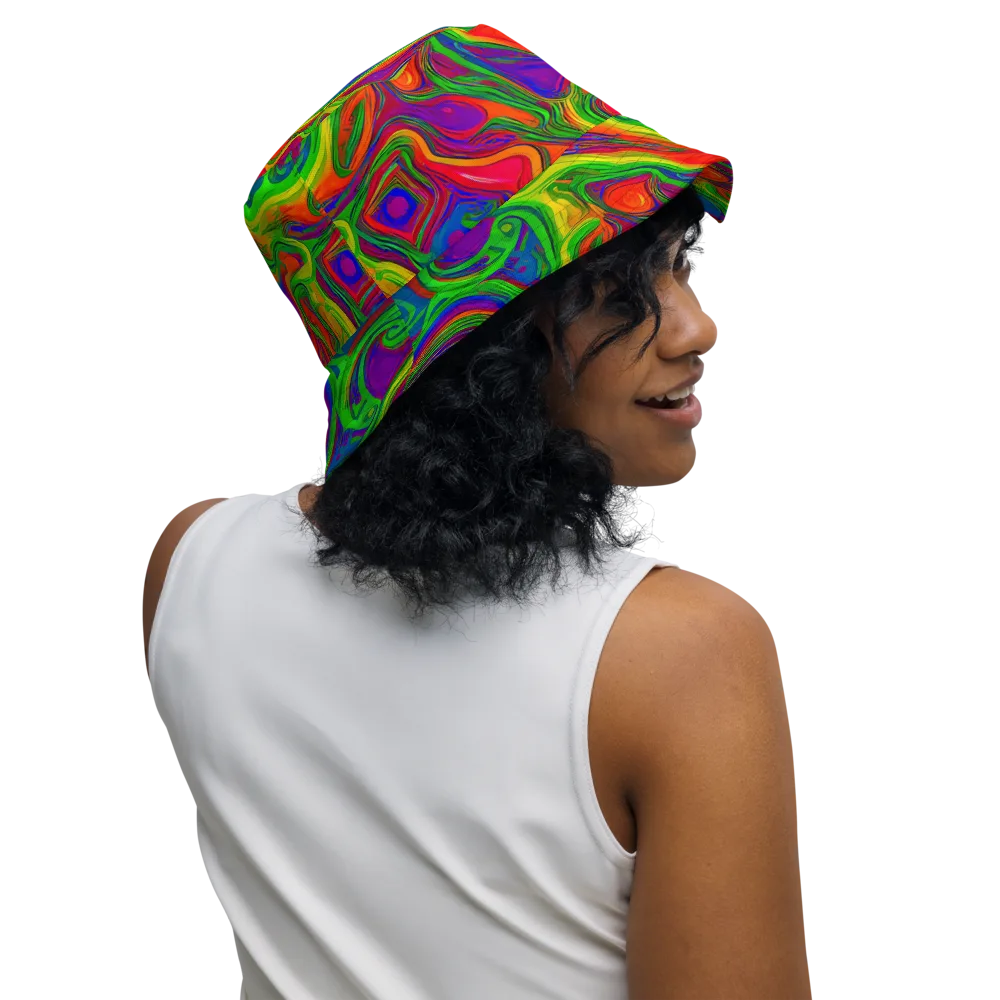 Psychedelic Waves on Reversible Bucket Hat — Right Outside