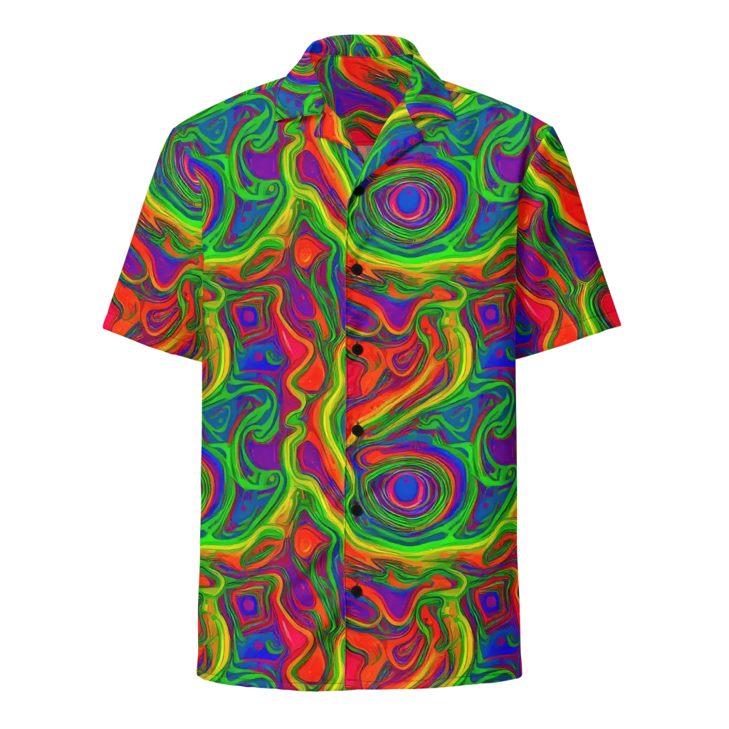 Psychedelic Waves on Button Shirt — Front