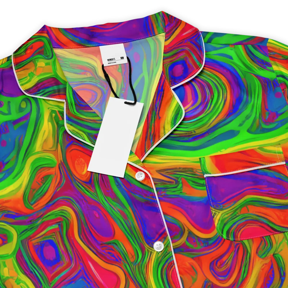 Psychedelic Waves on Women's Short Sleeve Pajama Top — Product details