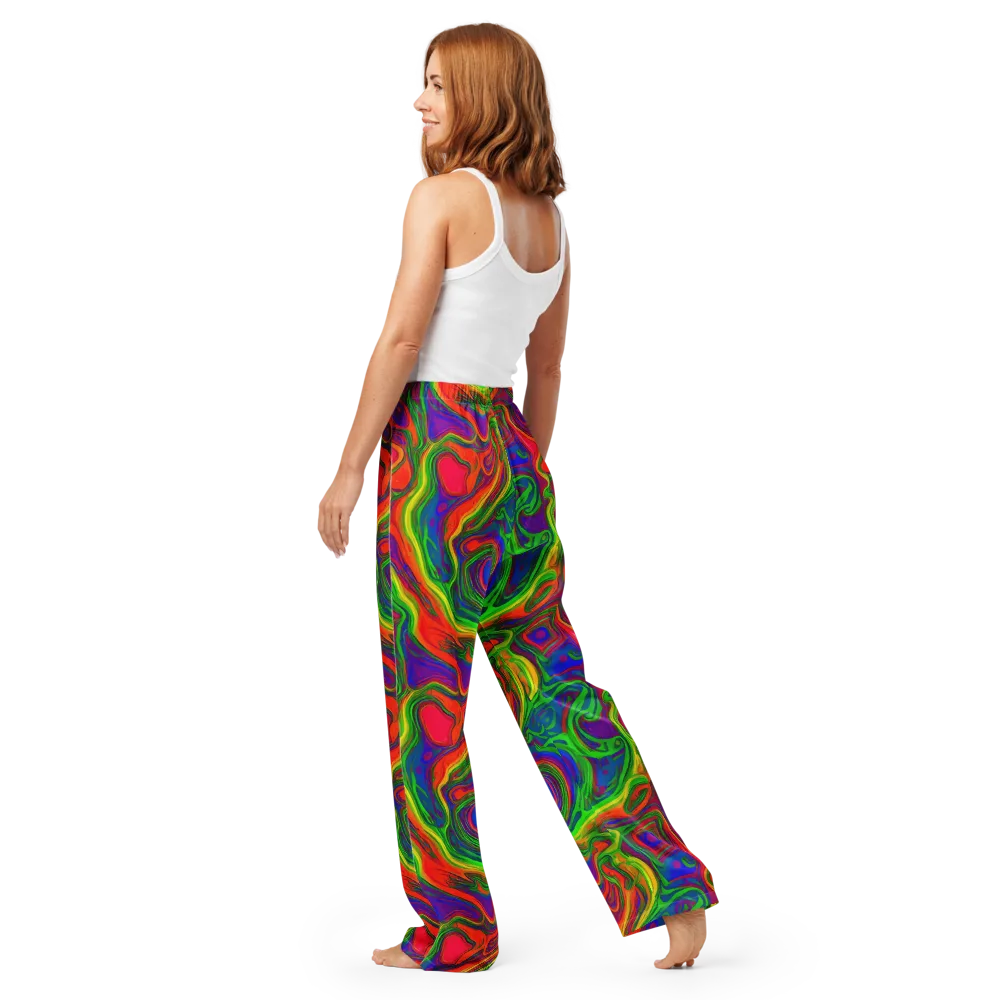 Psychedelic Waves on Women's Pajama Pants — Back
