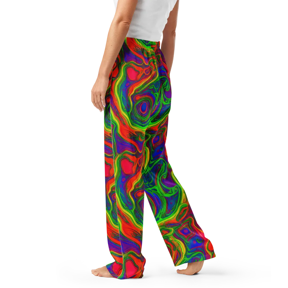 Psychedelic Waves on Women's Pajama Pants — Left