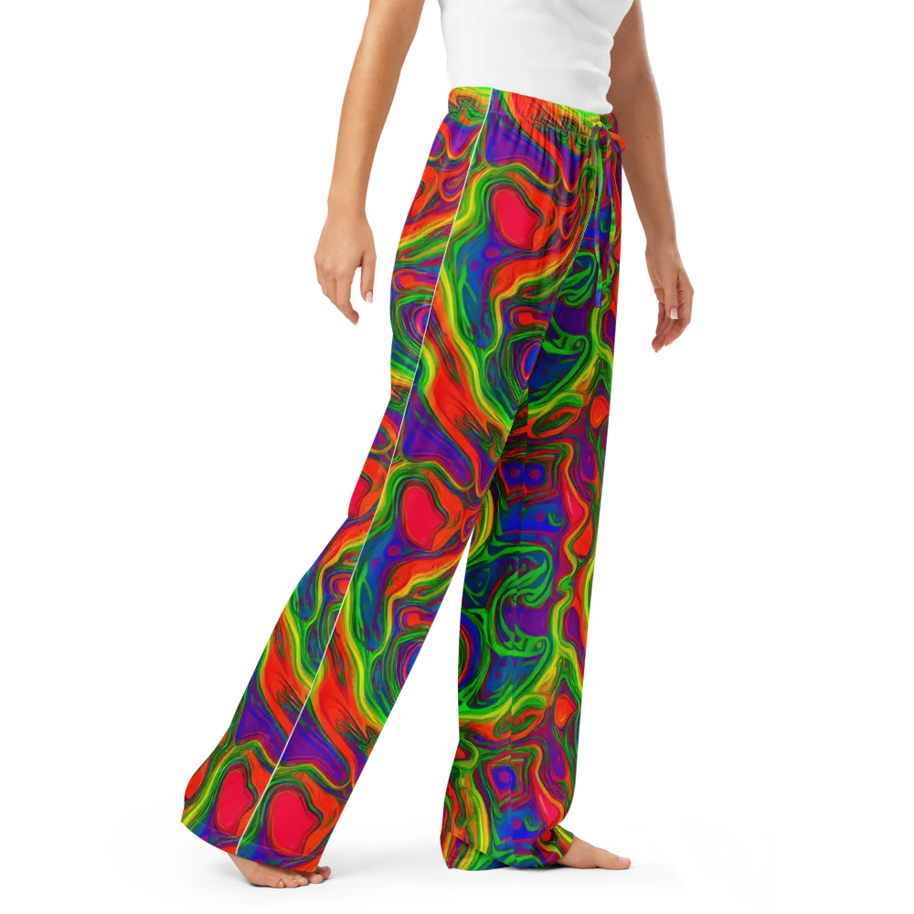 Psychedelic Waves on Women's Pajama Pants — Right Front