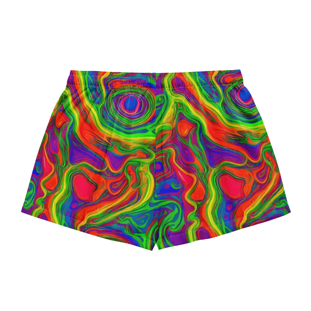 Psychedelic Waves on Women's Pajama Shorts — Back