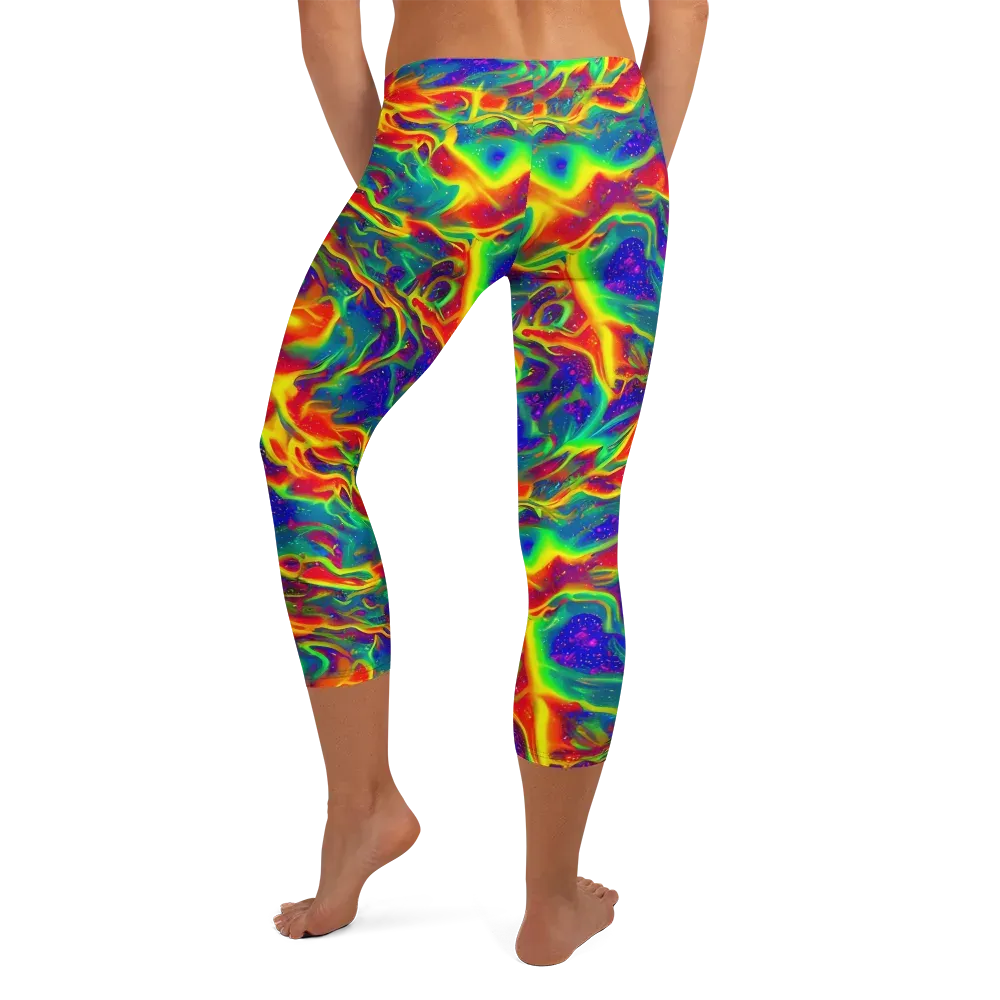 Nebula Symphony on Capri Leggings — Back