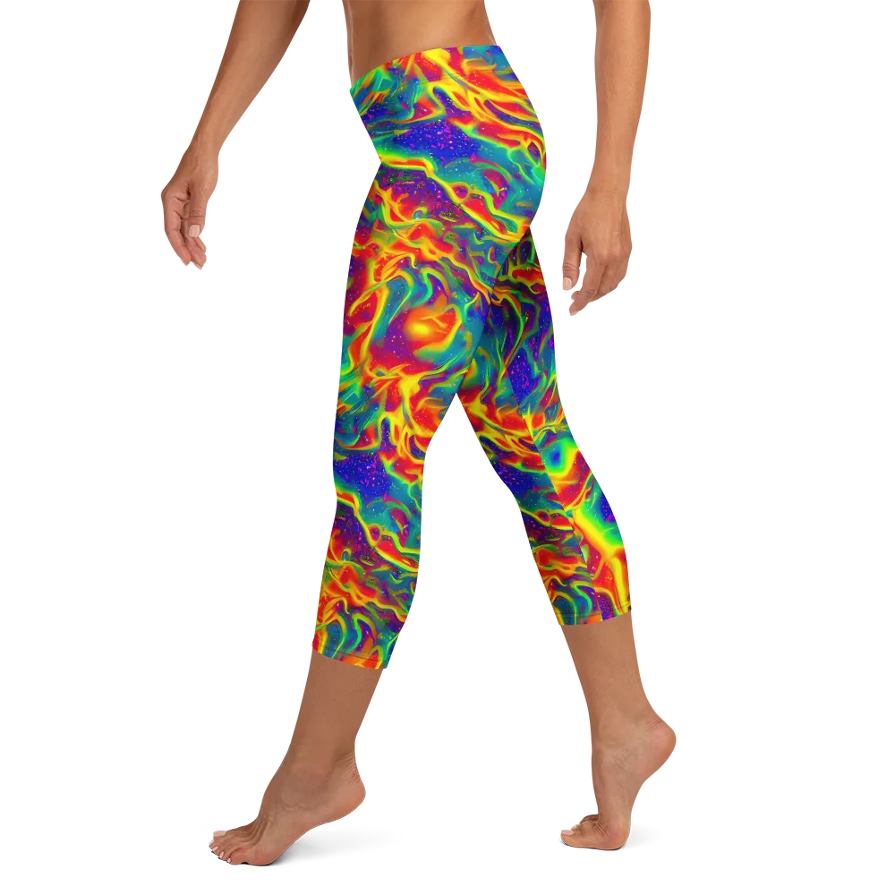 Nebula Symphony on Capri Leggings — Left