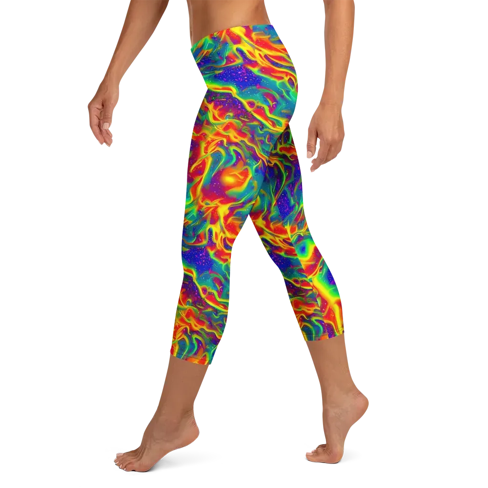 Nebula Symphony on Capri Leggings — Left
