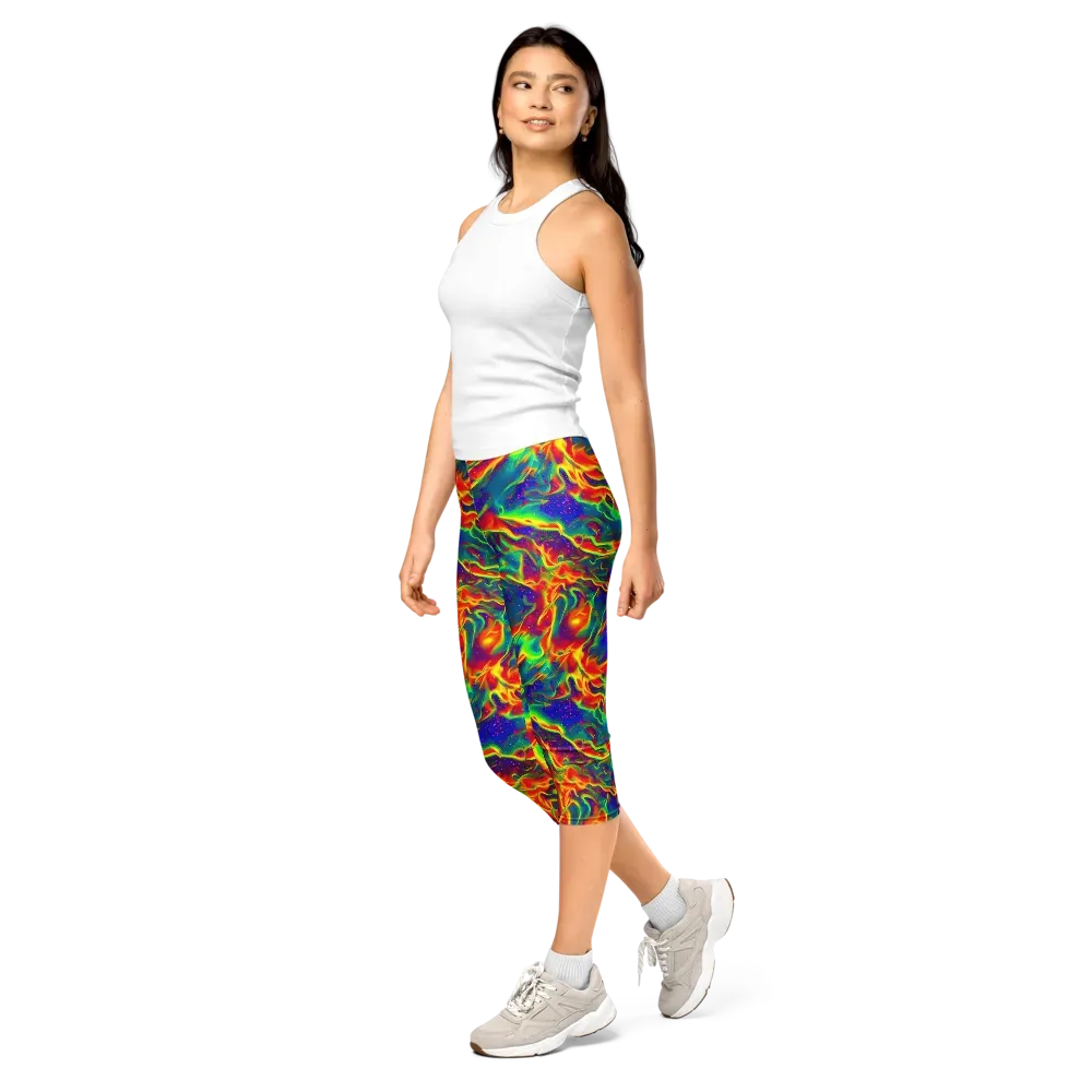 Nebula Symphony on Capri Leggings — Left Front
