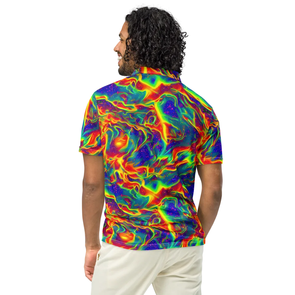 Nebula Symphony on Men's Slim Fit Polo Shirt — Back