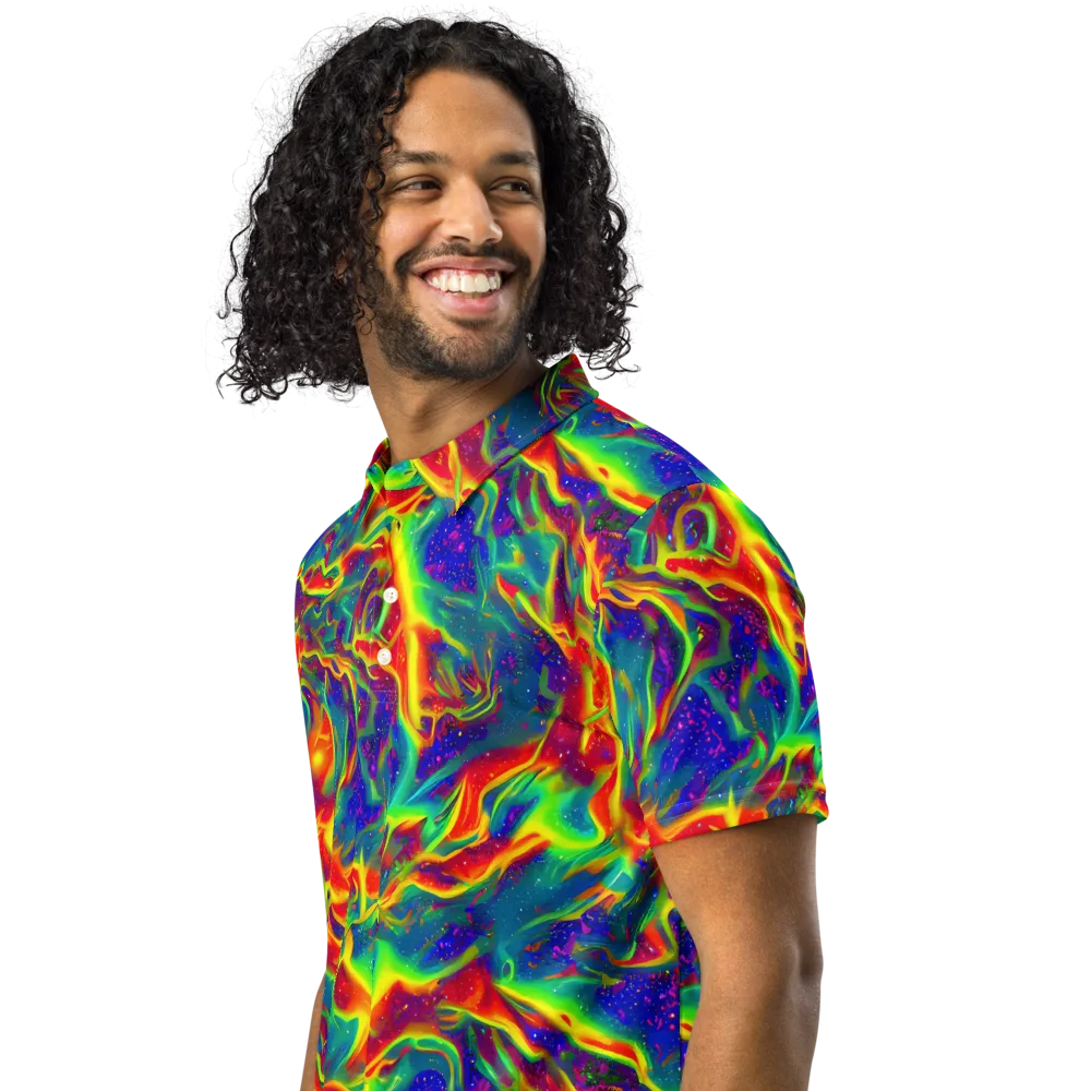 Nebula Symphony on Men's Slim Fit Polo Shirt — Left Front