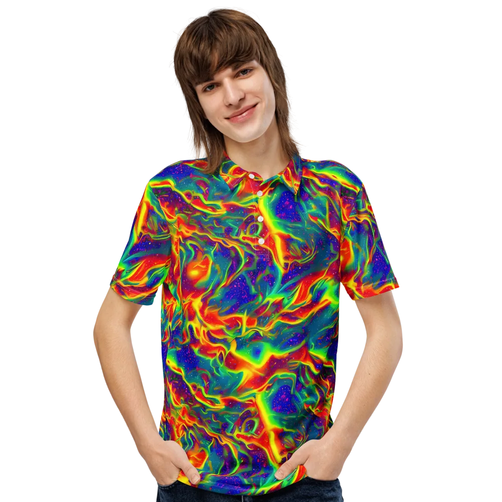 Nebula Symphony on Men's Slim Fit Polo Shirt — Front