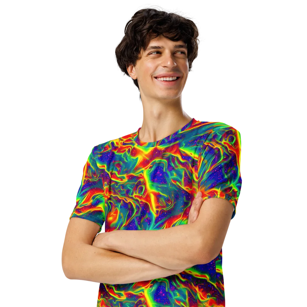 Nebula Symphony on Men's Crew Neck T-Shirt — Left Front