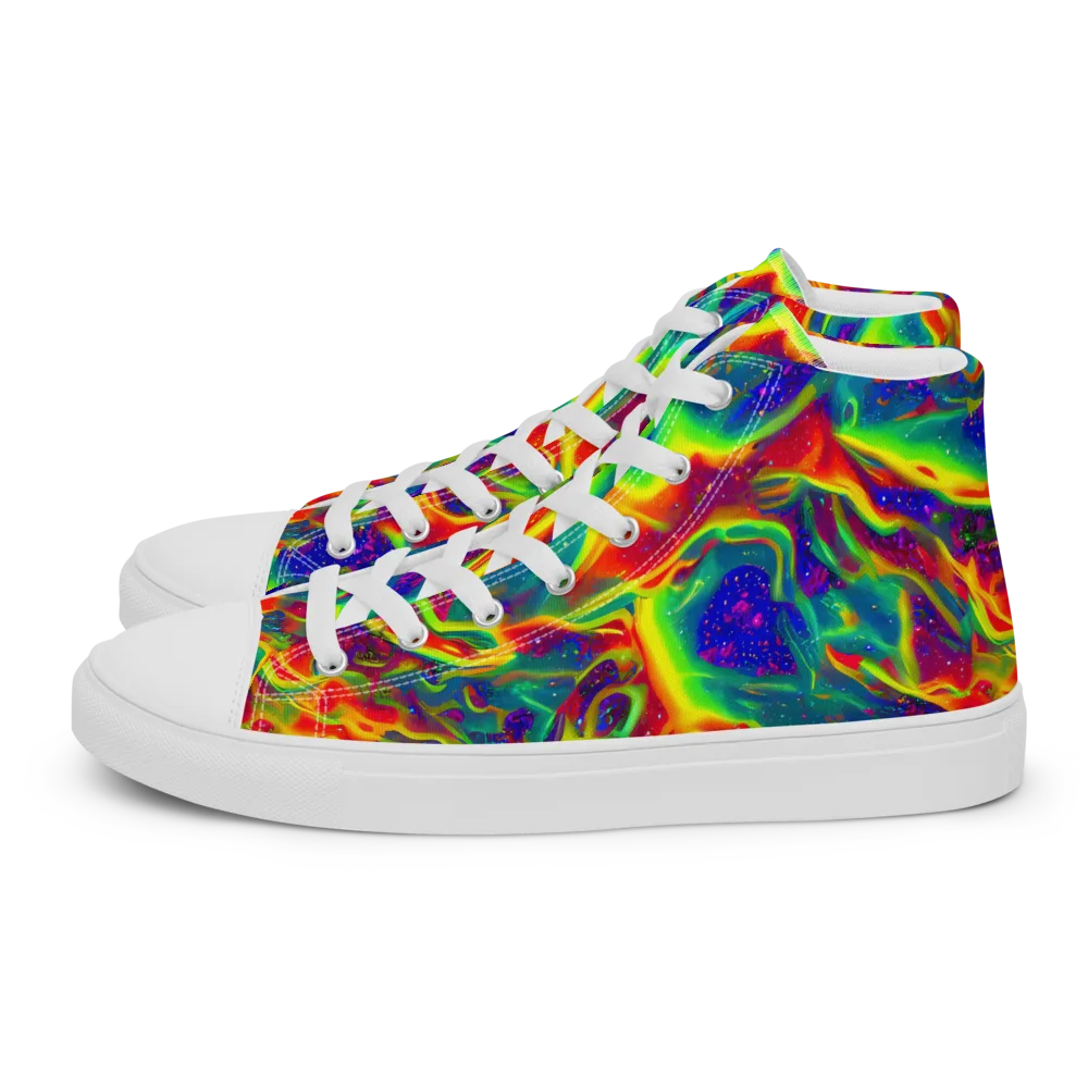 Nebula Symphony on Men's High Top Canvas Shoes — Left