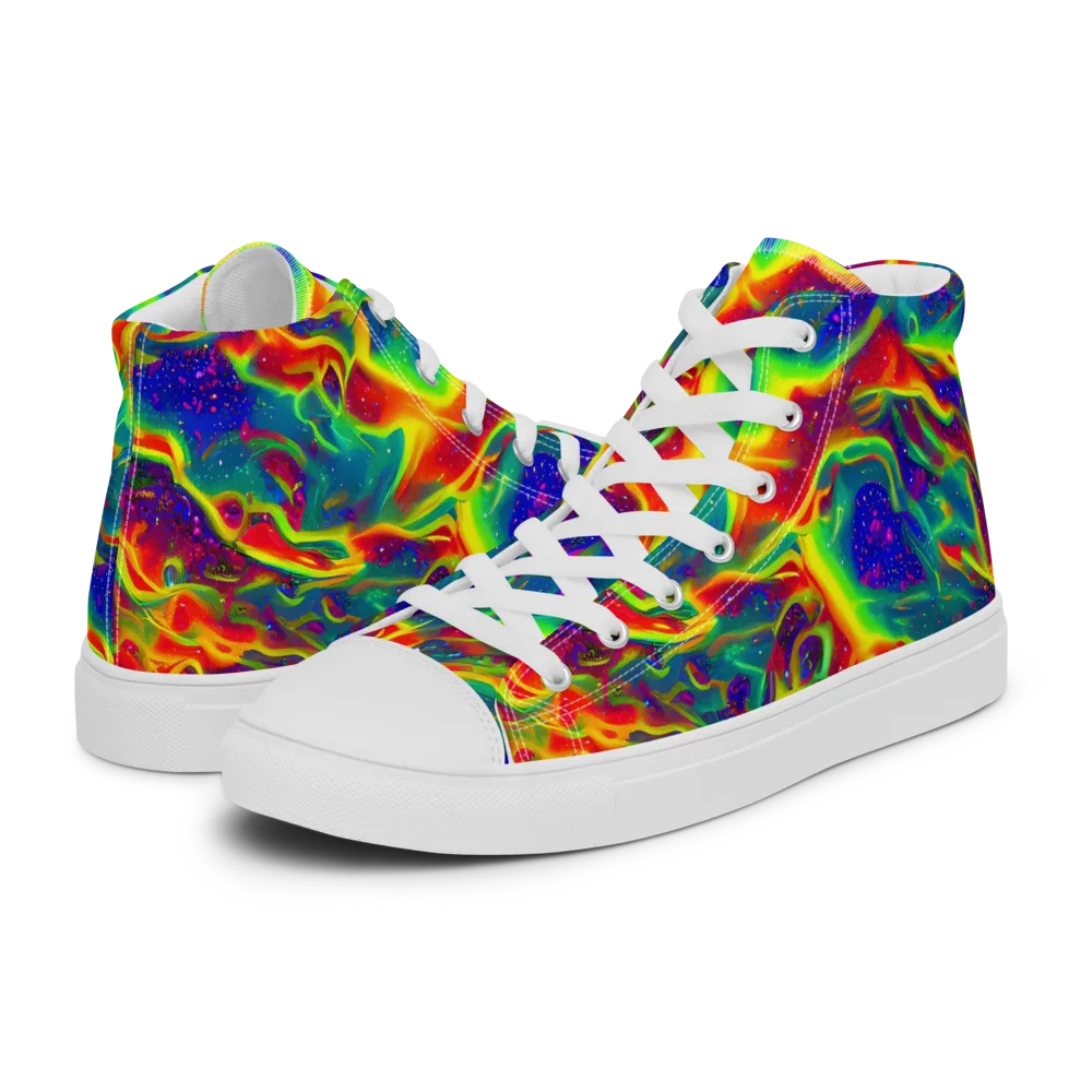 Nebula Symphony on Men's High Top Canvas Shoes — Left