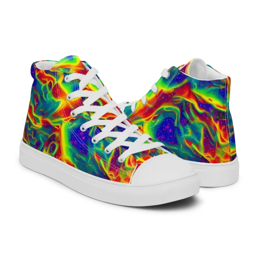 Nebula Symphony on a Men's High Top Canvas Shoes