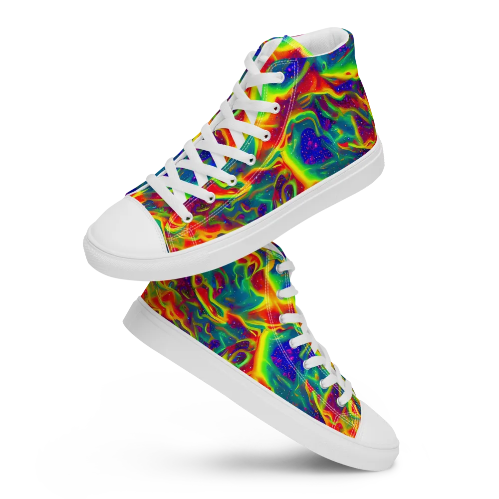 Nebula Symphony on Men's High Top Canvas Shoes — Front