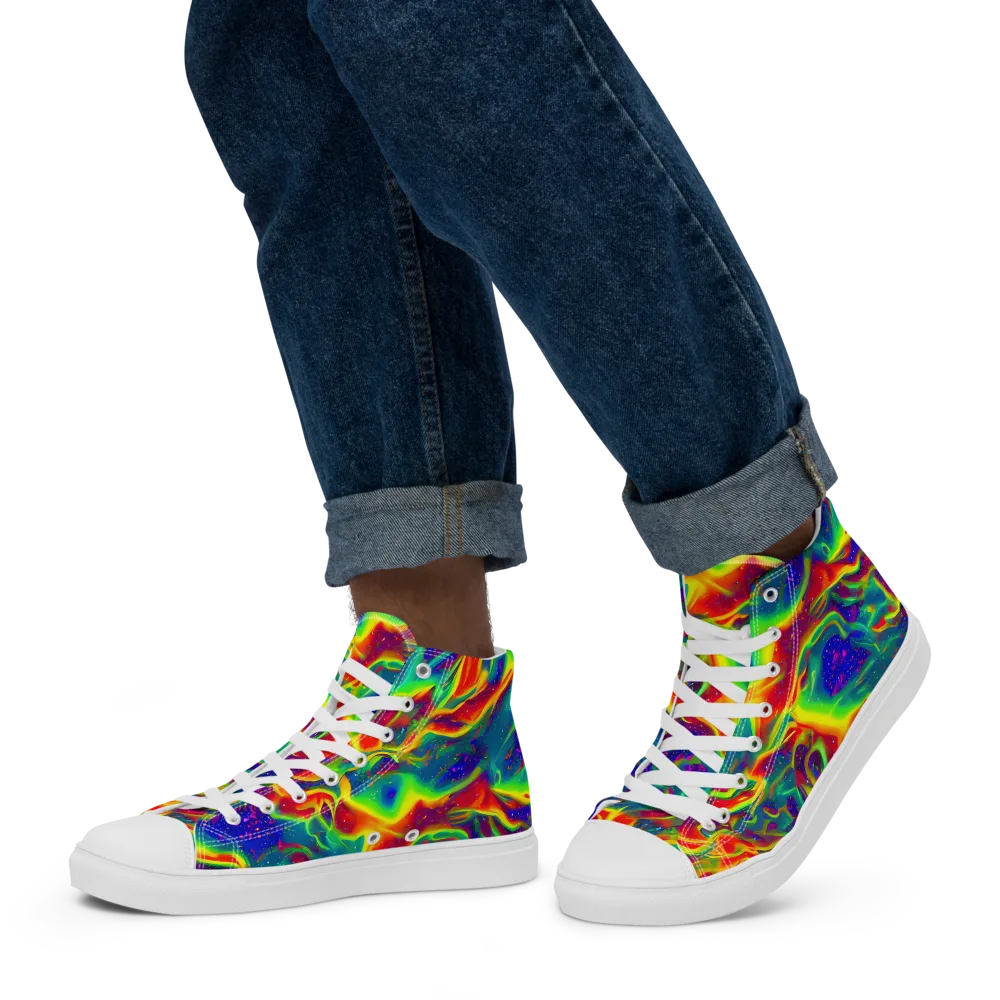 Nebula Symphony on Men's High Top Canvas Shoes — Left