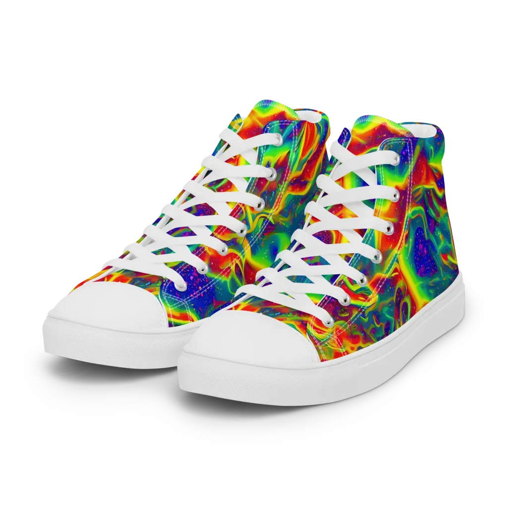 Nebula Symphony on Women's High Top Canvas Shoes — Left Front