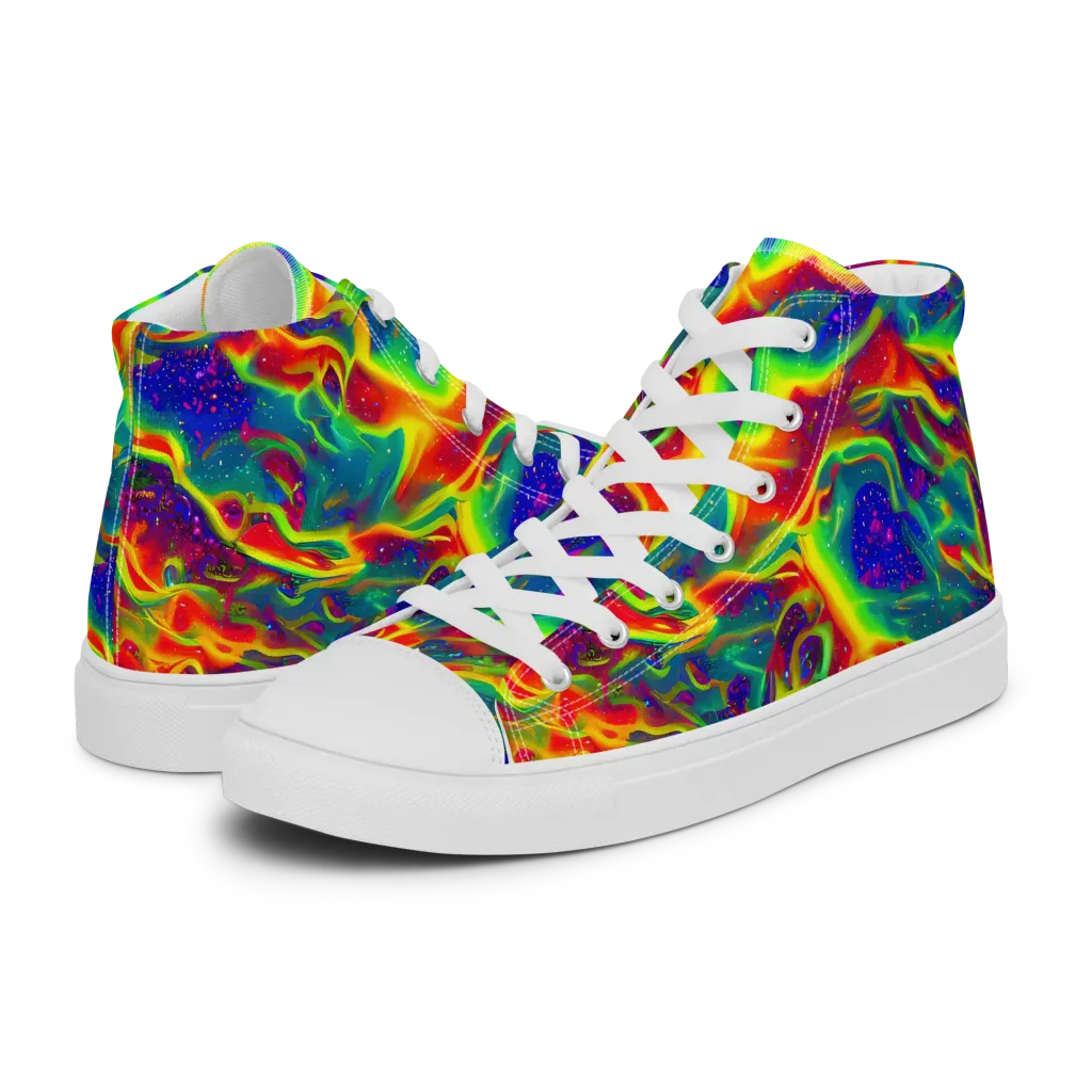 Nebula Symphony on Women's High Top Canvas Shoes — Left
