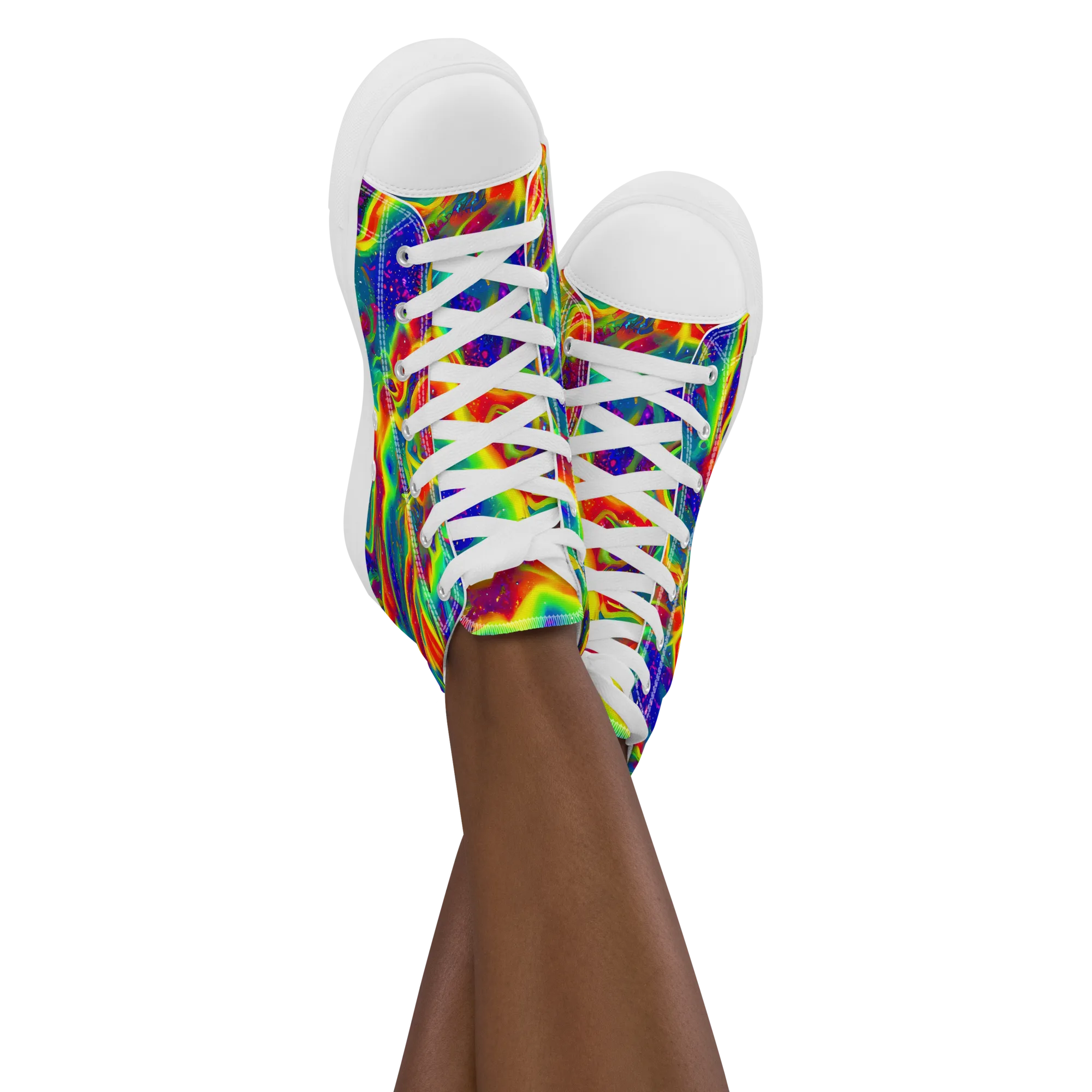 Nebula Symphony on Women's High Top Canvas Shoes — Front