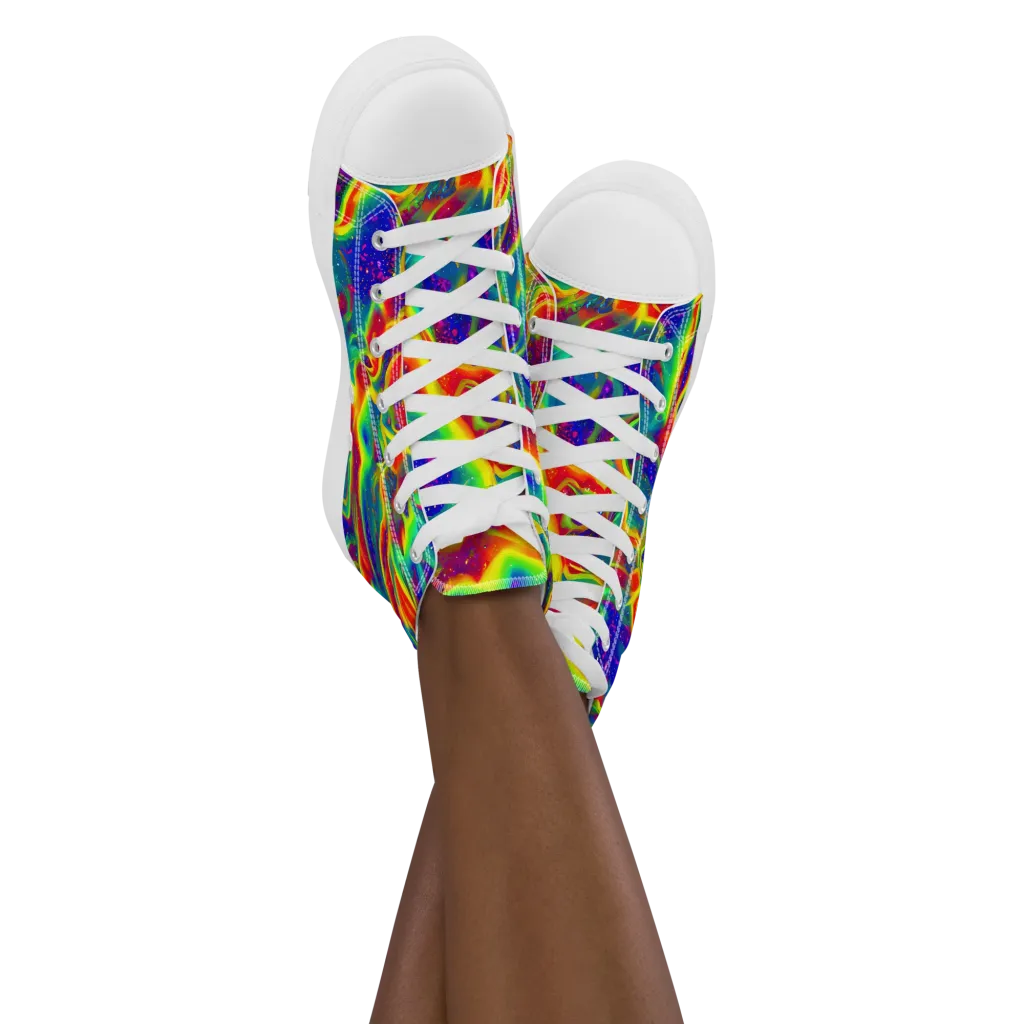 Nebula Symphony on Women's High Top Canvas Shoes — Front