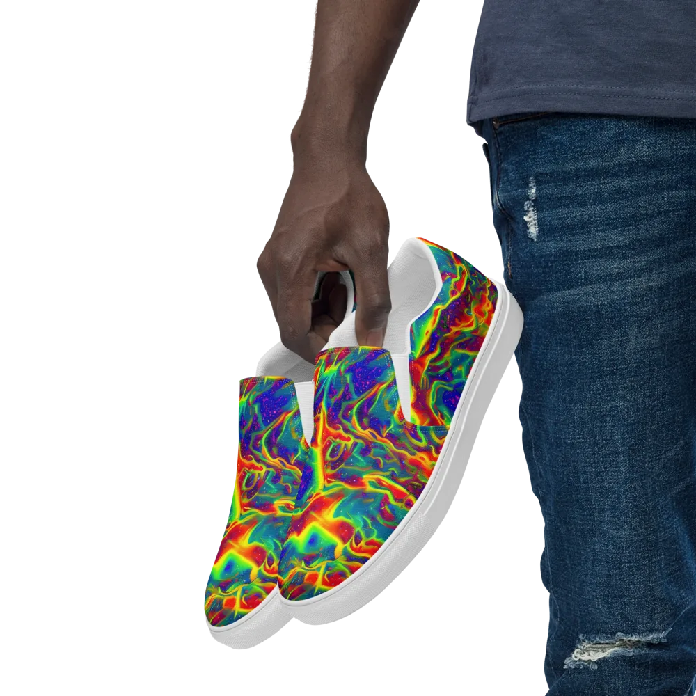 Nebula Symphony on Men's Slip-On Canvas Shoes — Left Front